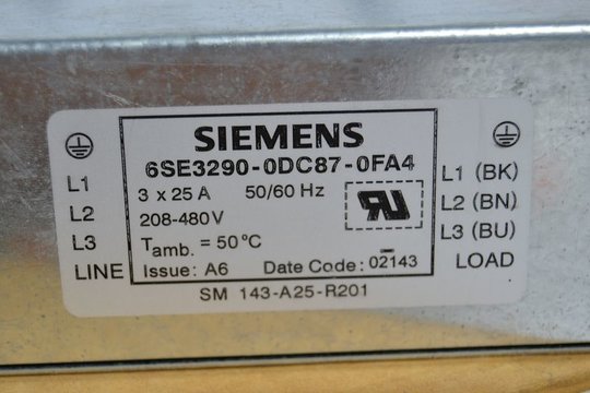 SIEMENS Power Line Filter 6SE3290-0DC87-0FA4