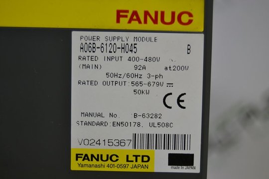 FANUC Servo Amplifier Module A06B-6120-H045 iPS 45HV 50kW