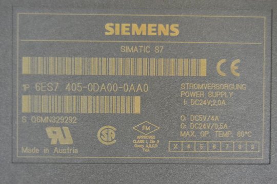 SIEMENS SIMATIC S7 Power Supply 6ES7405-0DA00-0AA0