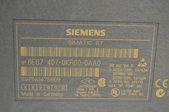 SIEMENS SIMATIC S7 Stromversorgung 6ES7407-0KR00-0AA0