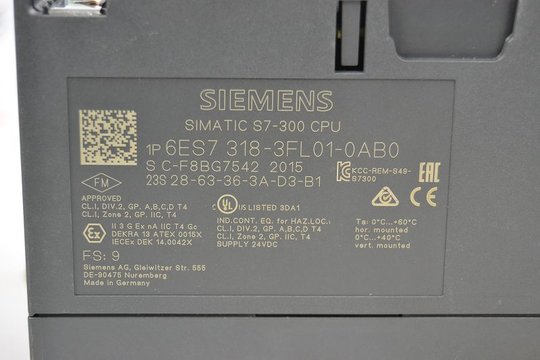 SIEMENS SIMATIC S7 Zentralbaugruppe CPU319F-3 PN/DP 6ES7318-3FL01-0AB0