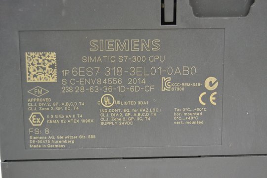 SIEMENS SIMATIC S7 Zentralbaugruppe CPU319-3PN/DP 6ES7 318-3EL01-0AB0