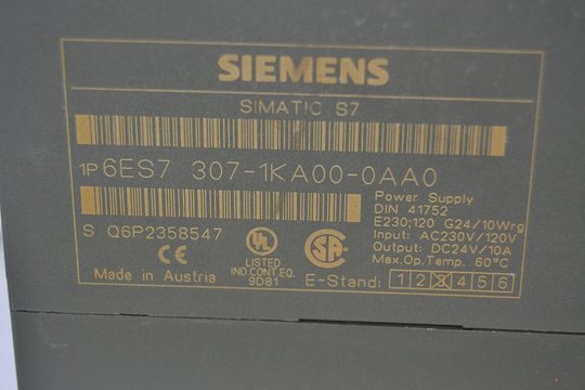 SIEMENS SIMATIC S7 Stromversorgung 6ES7307-1KA00-0AA0