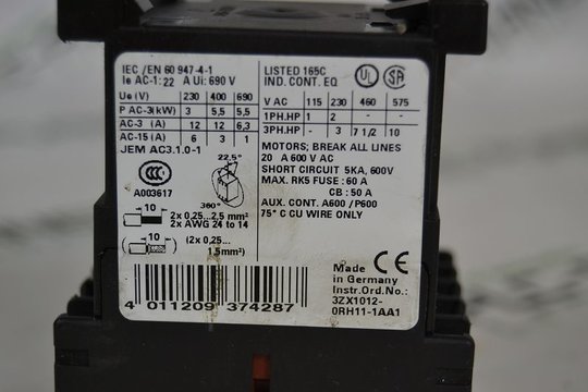 SIEMENS SIRIUS Leistungsschtz 3RT1017-2BB41