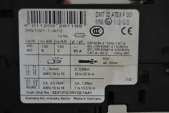 SIEMENS SIRIUS Leistungsschalter 3RU1021-1JA10