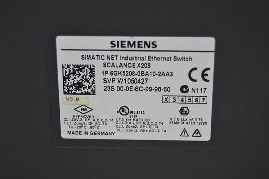 SIEMENS SIMATIC NET Scalance X208 6GK5208-0BA10-2AA3