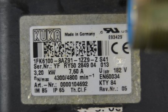 KUKA Servomotor 1FK6100-8AZ91-1ZZ9-Z S41