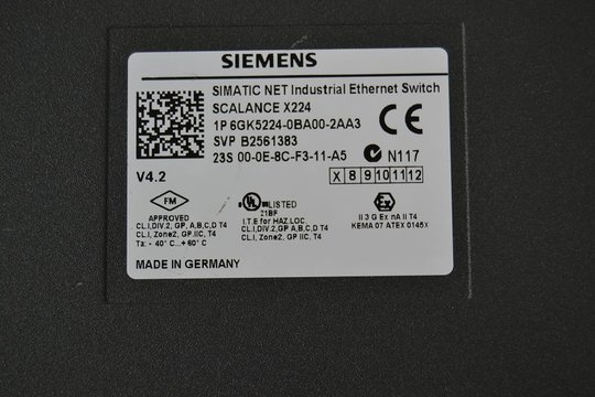 SIEMENS SIMATIC NET Industrial Ethernet Switch SCALANCE X224 6GK5224-0BA00-2AA3