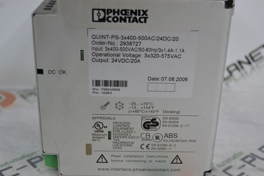 PHEONIX CONTACT QUINT-PS-3x400-500AC/24DC/20