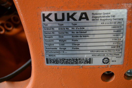 KUKA Industry-Robot KR210 R3100 Ultra + Electronic Cabinet + Teachpendant