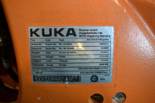 KUKA Industry-Robot KR210 R2700 Prime + Electronic Cabinet + Teachpendant
