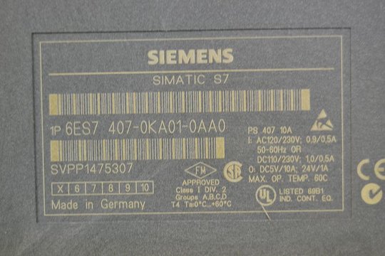 SIEMENS SIMATIC S7 PS407 6ES7407-0KA01-0AA0 6ES7 407-0KA01-0AA0