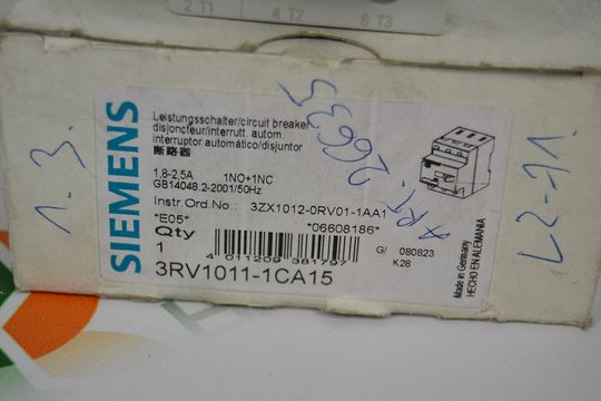 SIEMENS Leistungsschalter 1,8-2,5A 3RV1011-1CA15