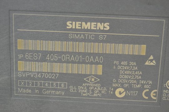 SIEMENS SIMATIC S7 PS405 6ES7405-0RA01-0AA0 6ES7 405-0RA01-0AA0
