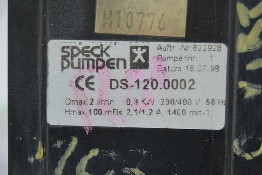 SPECK PUMPEN DS-120.0002 0,3kW 2l/min