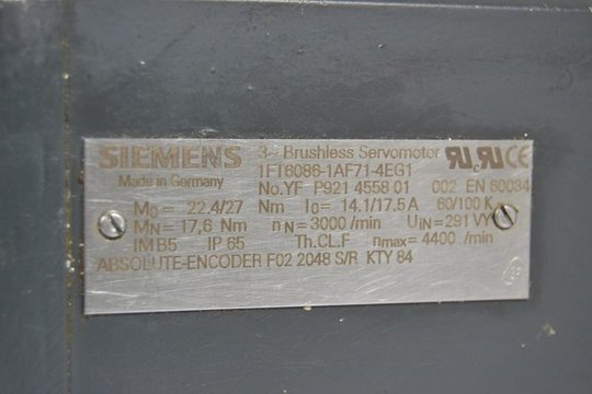 SIEMENS Servomotor 1FT6086-1AF71-4EG1 1FT60861AF714EG1