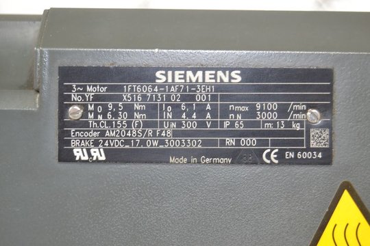 SIEMENS Servomotor 1FT6064-1AF71-3EH1 1FT60641AF713EH1