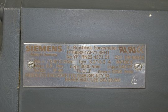 SIEMENS Servomotor 1FT6082-1AF71-3EH1 1FT60821AF713EH1