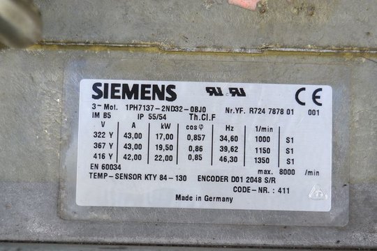 SIEMENS Servomotor 1PH7137-2ND32-0BJ0 1PH71372ND320BJ0