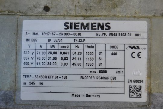 SIEMENS Servomotor 1PH7167-2ND03-0CJ0 1PH71672ND030CJ0