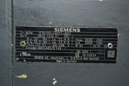 SIEMENS Servomotor 1FT6105-1AC71-4EG1 1FT61051AC714EG1