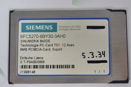 SIEMENS SINUMERIK 840DE 6FC5250-6BY30-3AH0 6FC52506BY303AH0 8MB PCMCIA-Card