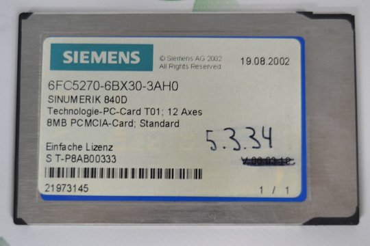 SIEMENS SINUMERIK 840D 6FC5270-6BX30-3AH0 6FC52706BX303AH0 8MB PCMCIA-Card