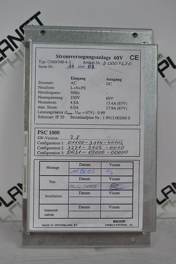 ASCOM Stromversorgung | Power Supply Control CS60/300-4-1