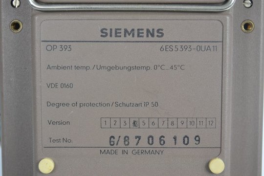 SIEMENS SIMATIC S5 Operator Panel 6ES5393-0UA11 6ES5 393-0UA11 OVP